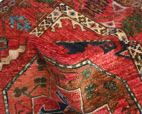 3x4 Red Ersari Afghan Hand Knotted Veg Dye Wool Area Rug